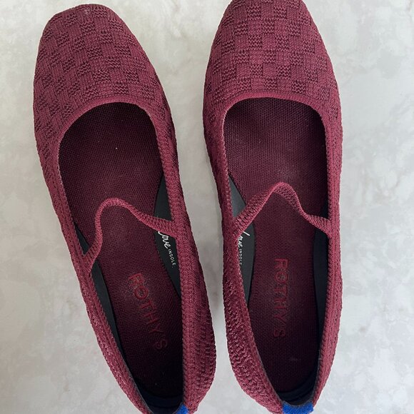 Rothy's Square Toe Maroon Basketweave Maryjanes - Woman's U.S. Size 7 - Picture 1 of 4